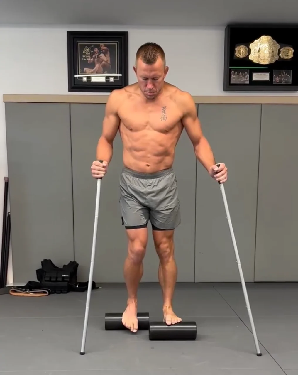 Professional athlete training with SSL equipment